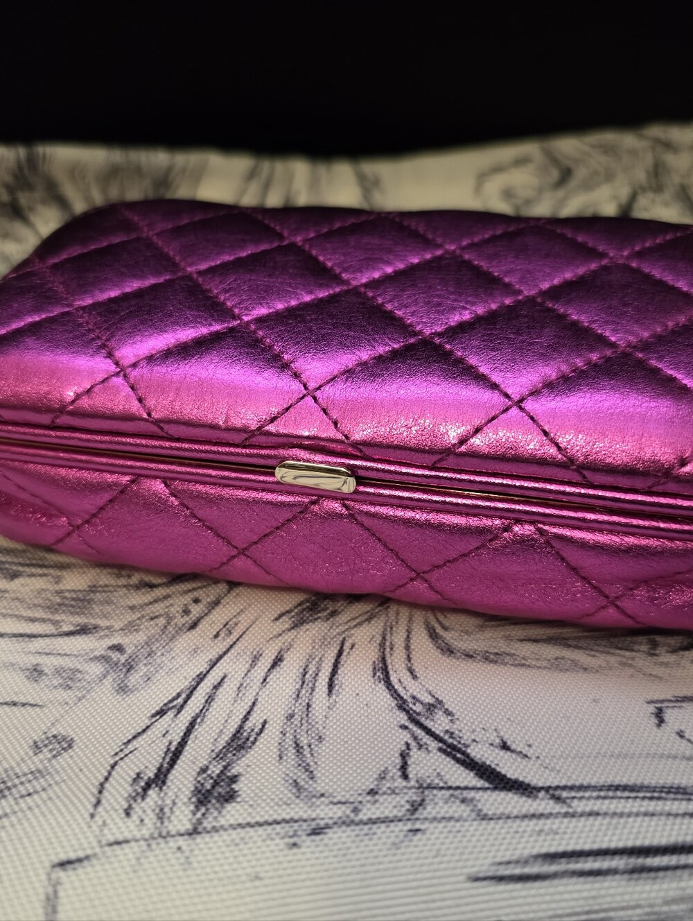 MZ Wallace Hot Pink Metallic Medium Frame Case